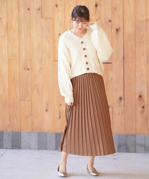 rps（アールピーエス）の「ケーブルニットショートカーディガン（カーディガン/ボレロ・レディース・アイボリー/モカ/グレイッシュベージュ・M）」の22枚目の写真