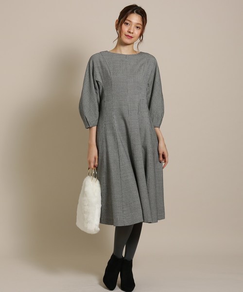 最終決算 美人百花11月号掲載 Ss Lサイズあり ウール混チェックワンピース 最新作