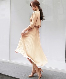 ウエストリボン プリーツワンピース