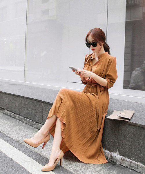 Girly Doll（ガーリードール）の「ウエストリボン プリーツワンピース