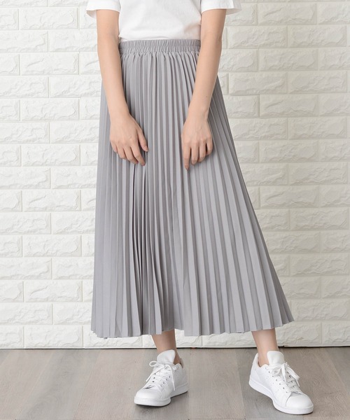 Lace Ladies（レースレディース）の「ウエストゴムプリーツシンプル無地ロング丈スカート（スカート・レディース・ブラック/ネイビー/グレー/ブルーグリーン・M/L/XL）」の3枚目の写真