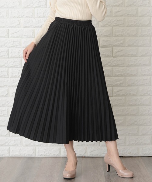 Lace Ladies（レースレディース）の「ウエストゴムプリーツシンプル無地ロング丈スカート（スカート・レディース・ブラック/ネイビー/グレー/ブルーグリーン・M/L/XL）」の5枚目の写真