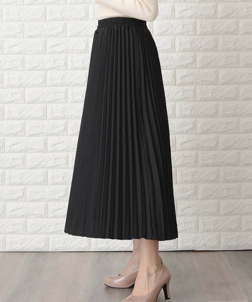 Lace Ladies（レースレディース）の「ウエストゴムプリーツシンプル無地ロング丈スカート（スカート・レディース・ブラック/ネイビー/グレー/ブルーグリーン・M/L/XL）」の6枚目の写真