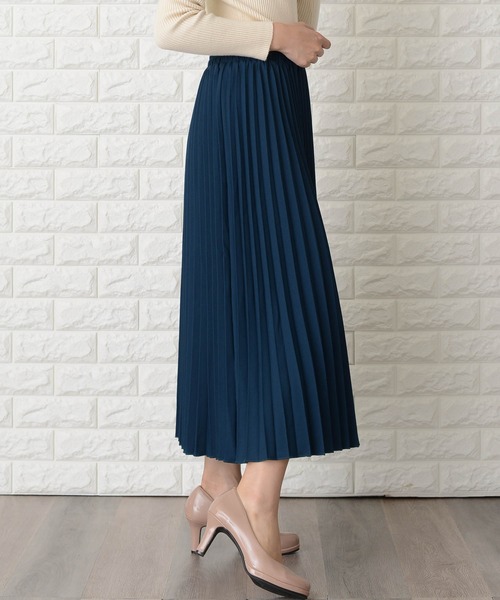 Lace Ladies（レースレディース）の「ウエストゴムプリーツシンプル無地ロング丈スカート（スカート・レディース・ブラック/ネイビー/グレー/ブルーグリーン・M/L/XL）」の17枚目の写真
