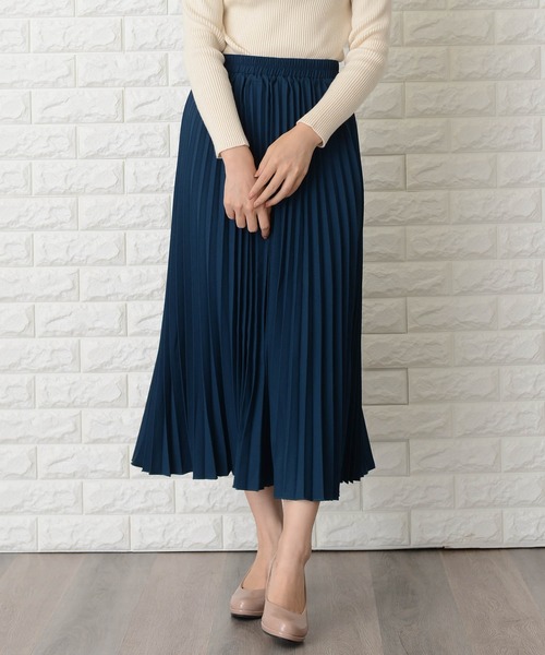 Lace Ladies（レースレディース）の「ウエストゴムプリーツシンプル無地ロング丈スカート（スカート・レディース・ブラック/ネイビー/グレー/ブルーグリーン・M/L/XL）」の18枚目の写真