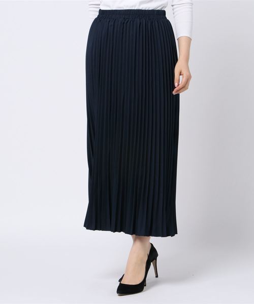 Lace Ladies（レースレディース）の「ウエストゴムプリーツシンプル無地ロング丈スカート（スカート・レディース・ブラック/ネイビー/グレー/ブルーグリーン・M/L/XL）」の8枚目の写真