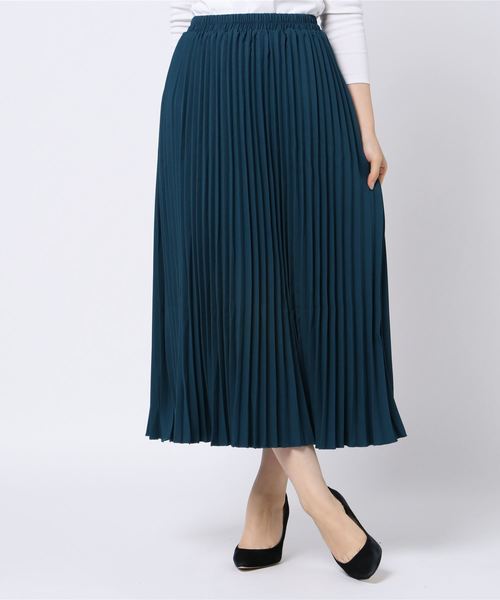 Lace Ladies（レースレディース）の「ウエストゴムプリーツシンプル無地ロング丈スカート（スカート・レディース・ブラック/ネイビー/グレー/ブルーグリーン・M/L/XL）」の9枚目の写真