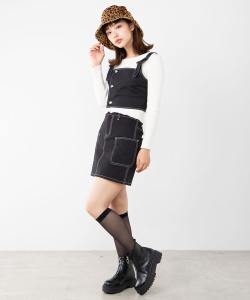 WEGO(ウィゴー)の「WEGO/【セットアップ対応商品】ステッチサイドポケットミニスカート(スカート・レディース・ブラック/ホワイト/ブラック系その他2・FREE)」の7枚目の写真
