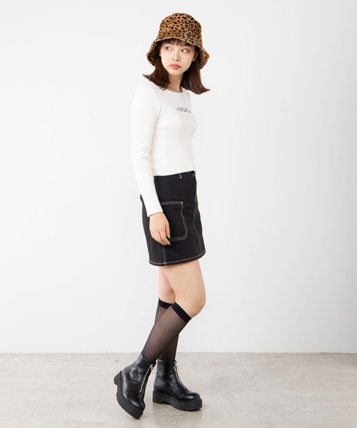 WEGO(ウィゴー)の「WEGO/【セットアップ対応商品】ステッチサイドポケットミニスカート(スカート・レディース・ブラック/ホワイト/ブラック系その他2・FREE)」の8枚目の写真