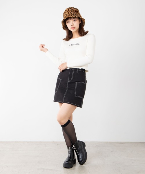 WEGO(ウィゴー)の「WEGO/【セットアップ対応商品】ステッチサイドポケットミニスカート(スカート・レディース・ブラック/ホワイト/ブラック系その他2・FREE)」の9枚目の写真