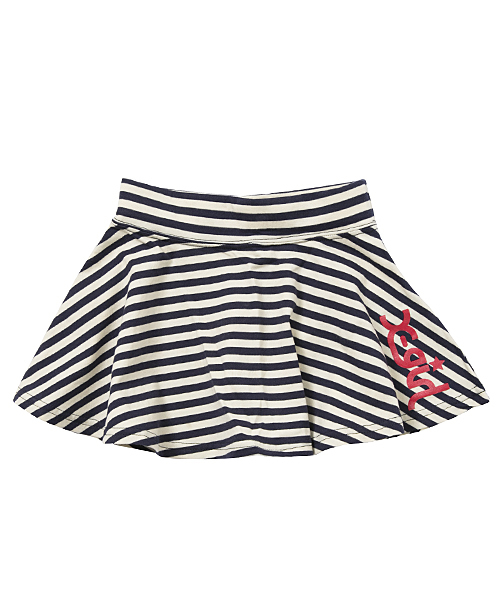 X-girl Stages（エックスガールステージス）の「STRIPE SKIRT （4T～7T）/ ボーダー（スカート・キッズ・ネイビー/レッド/ピンク・4T/5T/6T/7T）」の2枚目の写真