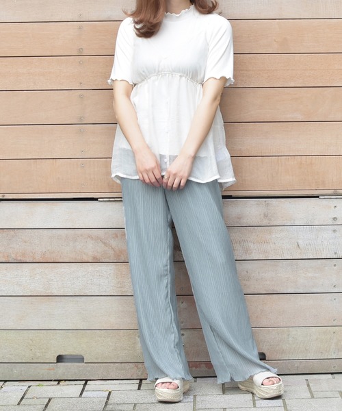 PairPair(ペアペア)の「シアーキャミ×リブTシャツセット(Tシャツ/カットソー・レディース・オフホワイト/ライトグリーン/ライトベージュ・FREE)」の5枚目の写真