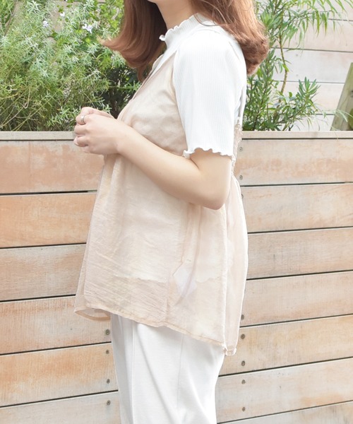 PairPair(ペアペア)の「シアーキャミ×リブTシャツセット(Tシャツ/カットソー・レディース・オフホワイト/ライトグリーン/ライトベージュ・FREE)」の12枚目の写真