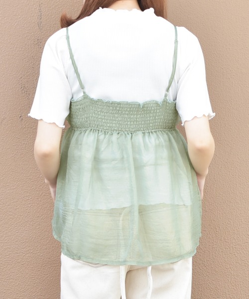 PairPair(ペアペア)の「シアーキャミ×リブTシャツセット(Tシャツ/カットソー・レディース・オフホワイト/ライトグリーン/ライトベージュ・FREE)」の18枚目の写真