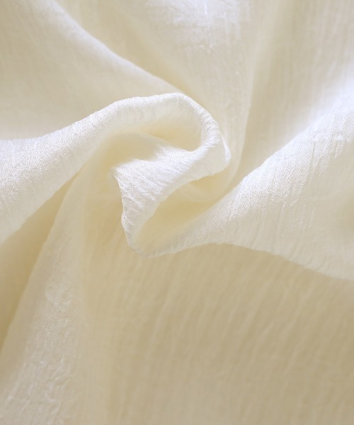 select MOCA（セレクトモカ）の「2021 SS リンクルハーフスリーブブラウス（ラウンドネックシアートップス）（シャツ/ブラウス・レディース・ブラック/アイボリー・FREE）」の16枚目の写真