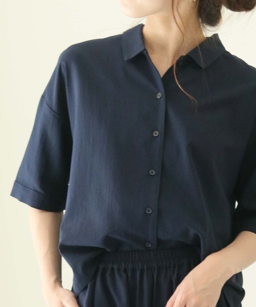 cheriella(シェリエラ)の「(入荷無し)【cheriella】麻タッチシャツ×パンツセットアップ(シャツ/ブラウス・レディース・カーキ/ダークネイビー・M)」の8枚目の写真
