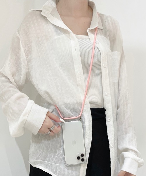 shopnikoniko（ショップニコニコ）の「クリア スマホショルダー ショルダースマホケース パラコード（スマホケース/カバー・レディース・ホワイト/ブラック/ピンク/グリーン/パイソン・iPhone 11/iPhone 7/8/SE(第2/第3世代)/iPhone XS/X/iPhone 11 Pro/iPhone XR/iPhone 12/iPhone 13/iPhone 14/iPhone 14 Pro）」の10枚目の写真