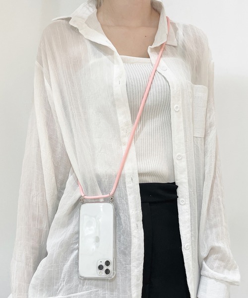 shopnikoniko（ショップニコニコ）の「クリア スマホショルダー ショルダースマホケース パラコード（スマホケース/カバー・レディース・ホワイト/ブラック/ピンク/グリーン/パイソン・iPhone 11/iPhone 7/8/SE(第2/第3世代)/iPhone XS/X/iPhone 11 Pro/iPhone XR/iPhone 12/iPhone 13/iPhone 14/iPhone 14 Pro）」の11枚目の写真