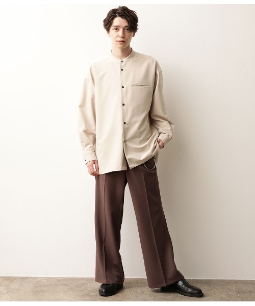 JUNRED（ジュンレッド）の「ワイドシルエットバンドカラーシャツ（シャツ/ブラウス・メンズ・ホワイト/ブルー・M/L）」の3枚目の写真