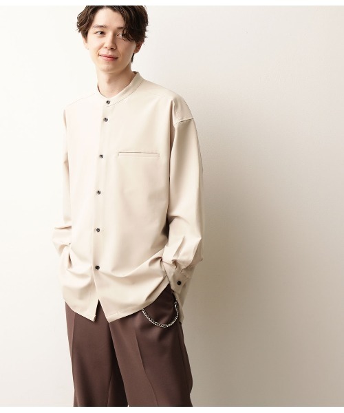 JUNRED（ジュンレッド）の「ワイドシルエットバンドカラーシャツ（シャツ/ブラウス・メンズ・ホワイト/ブルー・M/L）」の5枚目の写真