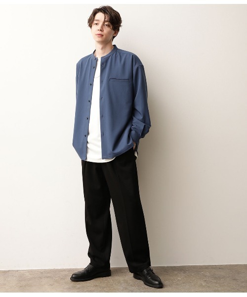 JUNRED（ジュンレッド）の「ワイドシルエットバンドカラーシャツ（シャツ/ブラウス・メンズ・ホワイト/ブルー・M/L）」の8枚目の写真