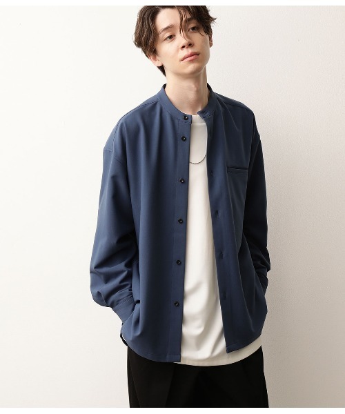 JUNRED（ジュンレッド）の「ワイドシルエットバンドカラーシャツ（シャツ/ブラウス・メンズ・ホワイト/ブルー・M/L）」の6枚目の写真