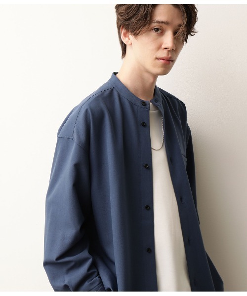 JUNRED（ジュンレッド）の「ワイドシルエットバンドカラーシャツ（シャツ/ブラウス・メンズ・ホワイト/ブルー・M/L）」の4枚目の写真