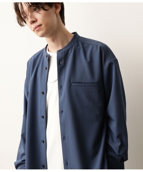 JUNRED（ジュンレッド）の「ワイドシルエットバンドカラーシャツ（シャツ/ブラウス・メンズ・ホワイト/ブルー・M/L）」の9枚目の写真