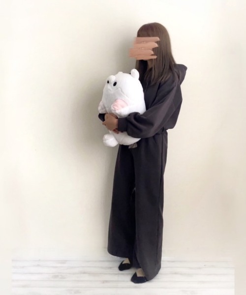 Mysa&Liina（ミーサリーナ）の「パーカールームウエアセットアップ（ルームウェア/パジャマ・レディース・ブラック/ベージュ/ブラウン/オフホワイト/サックスブルー/ピンクベージュ・M/L）」の12枚目の写真