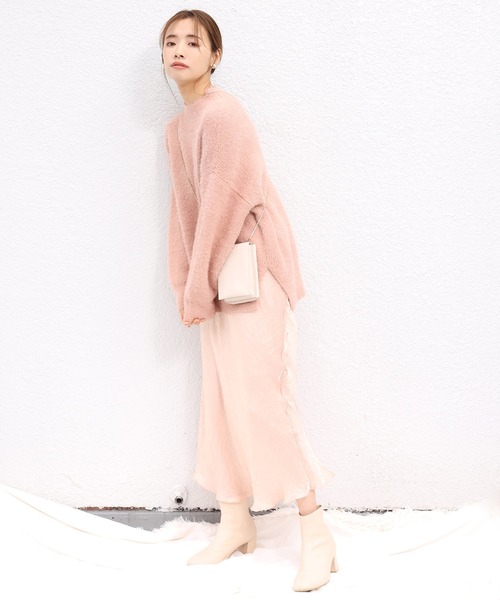 one after another NICE CLAUP（ワンアフターアナザーナイスクラップ）の「サテンマーメイドスカート（スカート・レディース・アイボリー/モカ/スモークピンク/オレンジ/コーラル・FREE）」の14枚目の写真