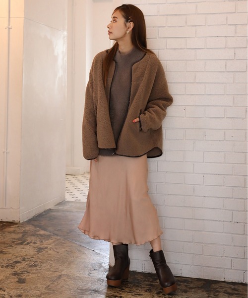 one after another NICE CLAUP（ワンアフターアナザーナイスクラップ）の「サテンマーメイドスカート（スカート・レディース・アイボリー/モカ/スモークピンク/オレンジ/コーラル・FREE）」の9枚目の写真