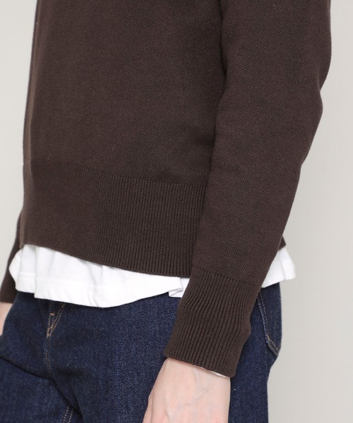 バトナー新品同様モールスキンヤーンクルーネックニット1ネイビー