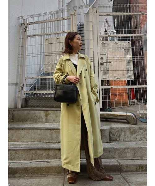 AZUL by moussy（アズールバイマウジー）の「SINGLE FLAP TRENCH COAT/シングルフラップトレンチコート（トレンチコート・レディース・ライトベージュ/ライトカーキ/ライトグリーン・MEDIUM/SMALL）」の4枚目の写真