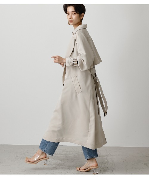 AZUL by moussy（アズールバイマウジー）の「SINGLE FLAP TRENCH COAT/シングルフラップトレンチコート（トレンチコート・レディース・ライトベージュ/ライトカーキ/ライトグリーン・MEDIUM/SMALL）」の7枚目の写真
