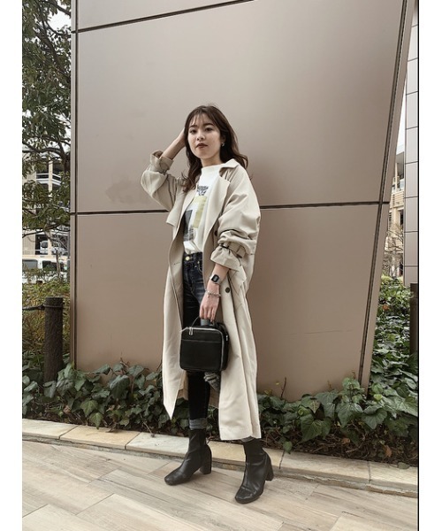 AZUL by moussy（アズールバイマウジー）の「SINGLE FLAP TRENCH COAT/シングルフラップトレンチコート（トレンチコート・レディース・ライトベージュ/ライトカーキ/ライトグリーン・MEDIUM/SMALL）」の18枚目の写真