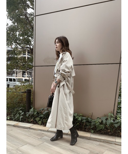 AZUL by moussy（アズールバイマウジー）の「SINGLE FLAP TRENCH COAT/シングルフラップトレンチコート（トレンチコート・レディース・ライトベージュ/ライトカーキ/ライトグリーン・MEDIUM/SMALL）」の19枚目の写真