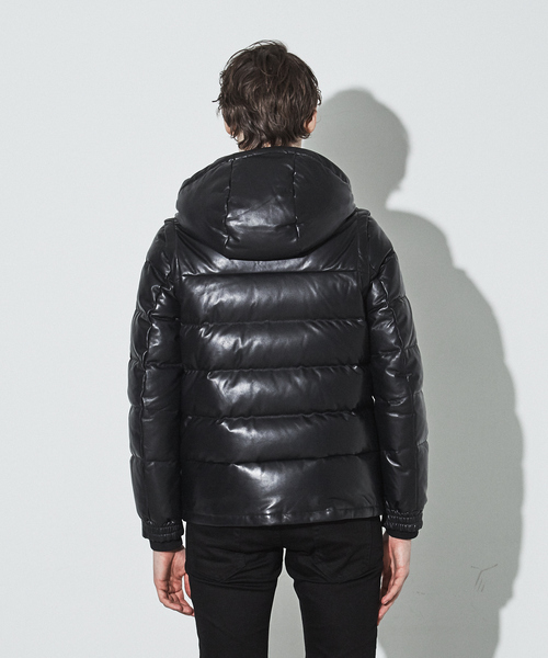 【ちょにー様】5351 グロームレザーダウン 48L ブラック グローブ ラムレザー ダウンジャケット（ダウンジャケット/コート