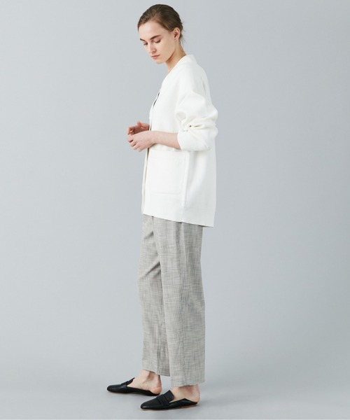 1er Arrondissement ホワイトニット 半袖 Vネック セール】襟付きVネック半袖トップス ポロニット（Tシャツ