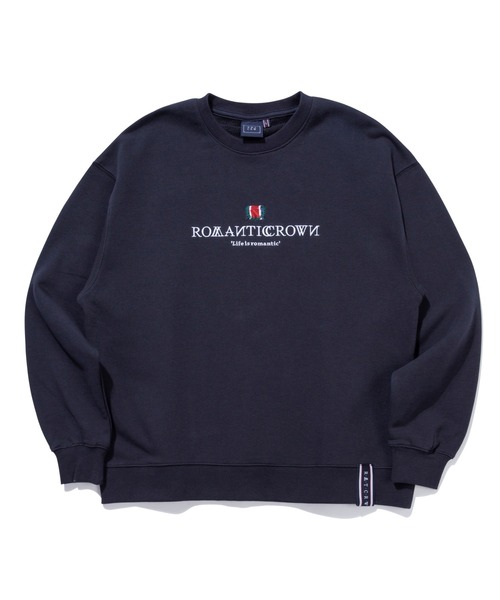 ROMANTIC CROWN(ロマンティッククラウン)の「【ROMANTIC CROWN】INTERVAL LOGO SWEAT SHIRT / ロマンティッククラウン インターバル ロゴ スウェットシャツ(スウェット・メンズ・アイボリー/ネイビー/ライトパープル/イエロー/ブラック・LARGE/X-LARGE/MEDIUM/SMALL)」の4枚目の写真