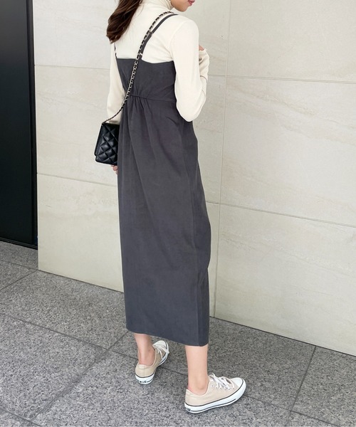 Meli rich(メリーリッチ)の「大人のジャンパースカート。ツイルキャミワンピース(ワンピース・レディース・ベージュ/チャコール/オフホワイト/グレー/グリーン/パープル/ライトブルー/ブルー/ブラック・MEDIUM/FREE)」の13枚目の写真