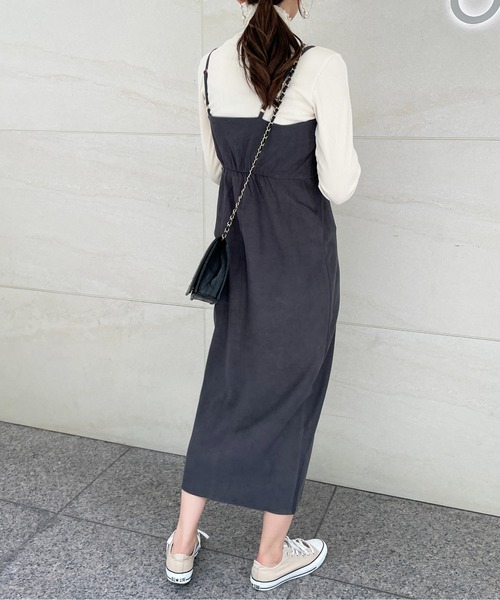 Meli rich(メリーリッチ)の「大人のジャンパースカート。ツイルキャミワンピース(ワンピース・レディース・ベージュ/チャコール/オフホワイト/グレー/グリーン/パープル/ライトブルー/ブルー/ブラック・MEDIUM/FREE)」の14枚目の写真