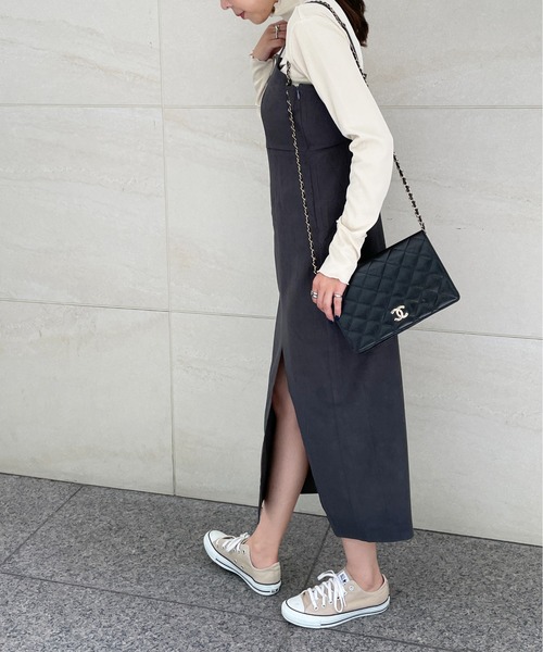 Meli rich(メリーリッチ)の「大人のジャンパースカート。ツイルキャミワンピース(ワンピース・レディース・ベージュ/チャコール/オフホワイト/グレー/グリーン/パープル/ライトブルー/ブルー/ブラック・MEDIUM/FREE)」の12枚目の写真