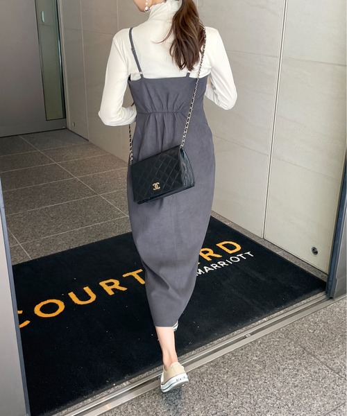 Meli rich(メリーリッチ)の「大人のジャンパースカート。ツイルキャミワンピース(ワンピース・レディース・ベージュ/チャコール/オフホワイト/グレー/グリーン/パープル/ライトブルー/ブルー/ブラック・MEDIUM/FREE)」の18枚目の写真