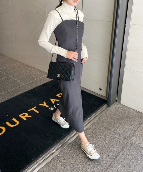 Meli rich(メリーリッチ)の「大人のジャンパースカート。ツイルキャミワンピース(ワンピース・レディース・ベージュ/チャコール/オフホワイト/グレー/グリーン/パープル/ライトブルー/ブルー/ブラック・MEDIUM/FREE)」の16枚目の写真