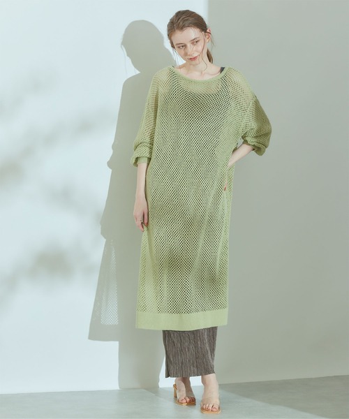 ｽﾘｯﾄ入りﾒｯｼｭﾆｯﾄﾜﾝﾋﾟｰｽ ワンピース Titivate ティティベイト のファッション通販 Zozotown