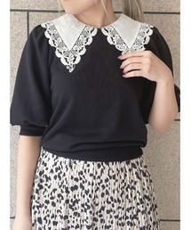 one way | 襟付き袖異素材トップス(Tシャツ/カットソー)