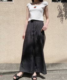 lilLilly | チェックオーガンジーワイドパンツ(その他パンツ)