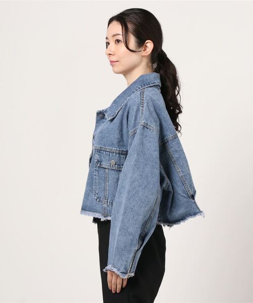 Figments(フィグメンツ)の「クロップドデニムジャケット(デニムジャケット・レディース・ブラック/ライトインディゴブルー・FREE)」の10枚目の写真