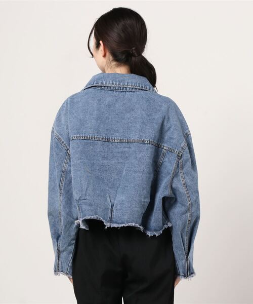 Figments(フィグメンツ)の「クロップドデニムジャケット(デニムジャケット・レディース・ブラック/ライトインディゴブルー・FREE)」の15枚目の写真