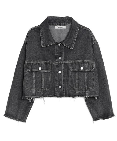 Figments(フィグメンツ)の「クロップドデニムジャケット(デニムジャケット・レディース・ブラック/ライトインディゴブルー・FREE)」の9枚目の写真